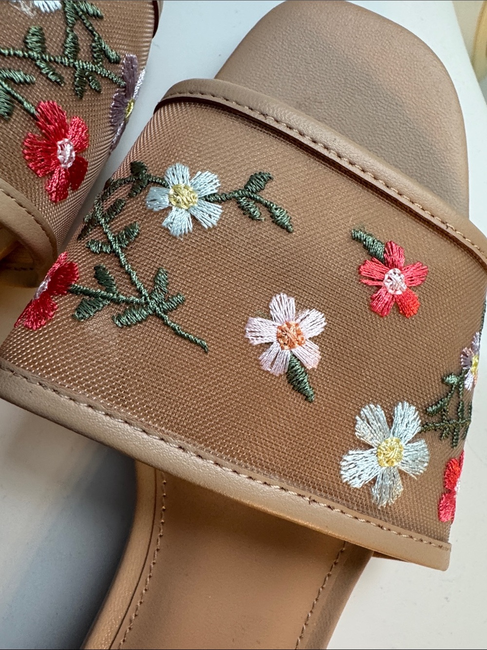 a new day Tan Embroidered Floral Slide Sandals - Picture 4 of 4